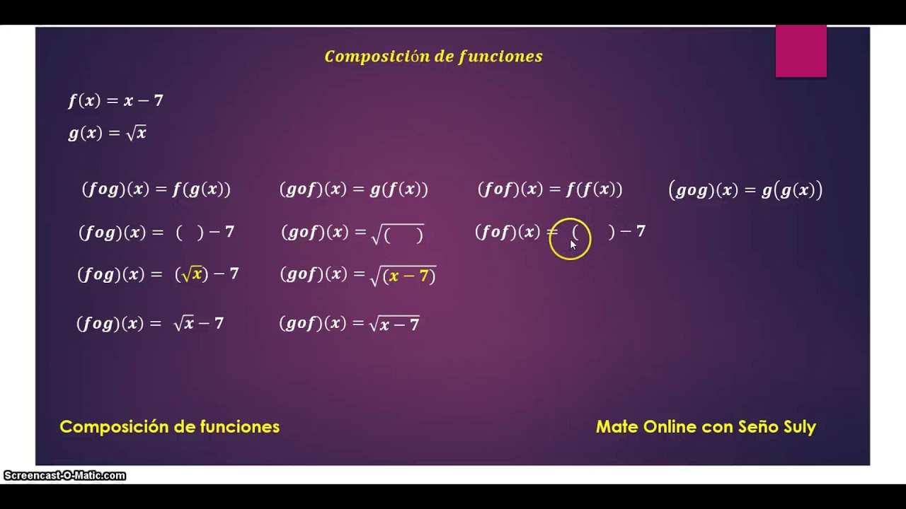 Composici&oacute;n de funciones con ra&iacute;z