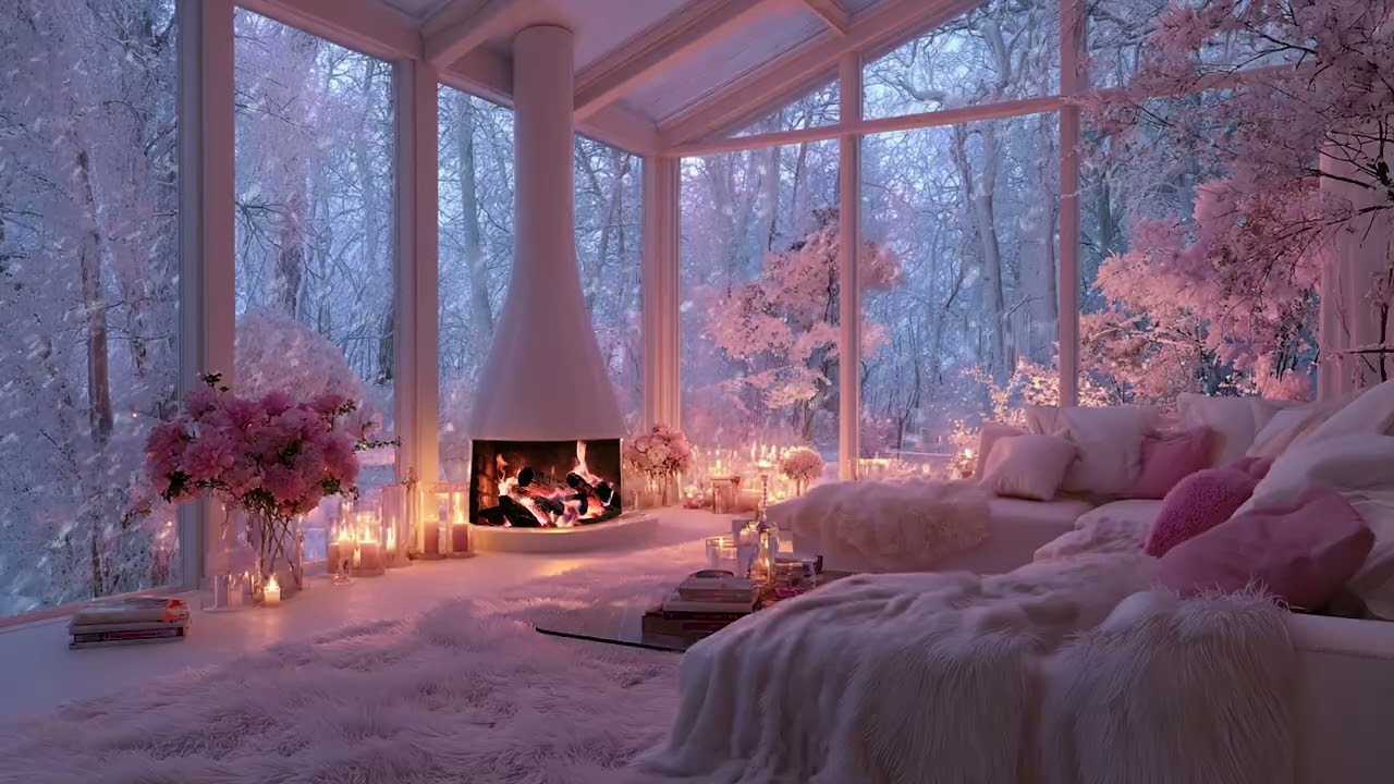 Snowy Winter Wind with Fireplace Crackles to Calm the Mind, Ease Anxiety and Improve Sleep