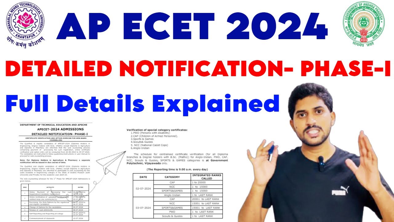 AP ECET-2024 Phase-1 Detailed Notification | Full Details Explained | Ecet counseling updates 2024