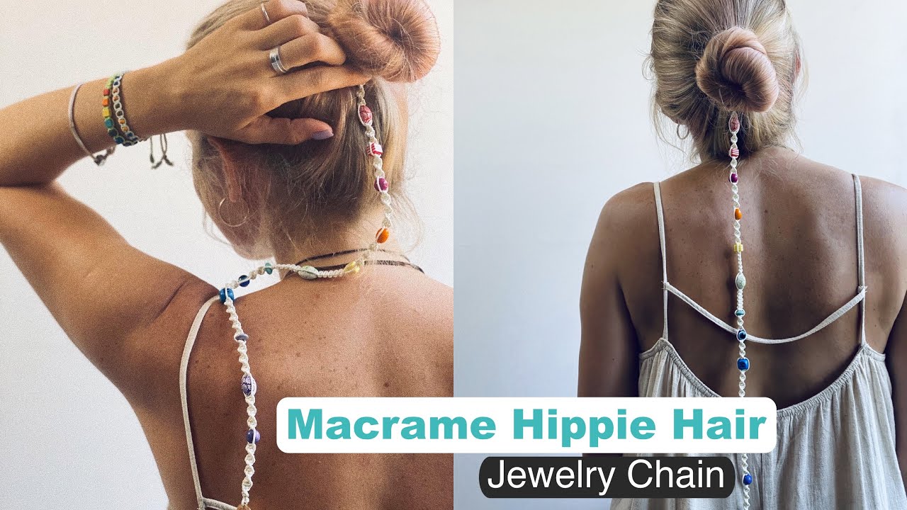 DIY  Macrame Hippie Hair Jewelry Chain / Macrame Tutorial