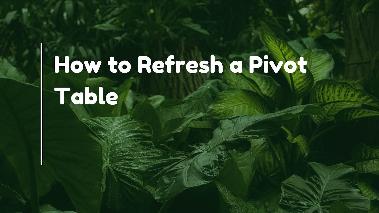 How to Refresh a Pivot Table