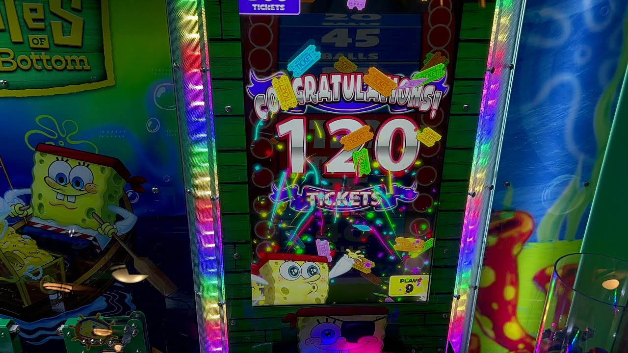 BRAND NEW SPONGEBOB PUSHER ARCADE GAME AT FUN FORE ALL! | JJGeneral1 Arcade