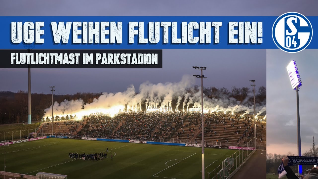 Parkstadion: Schalke 04 und Ultras Gelsenkirchen weihen geretteten Flutlichtmast ein (28.01.2023)