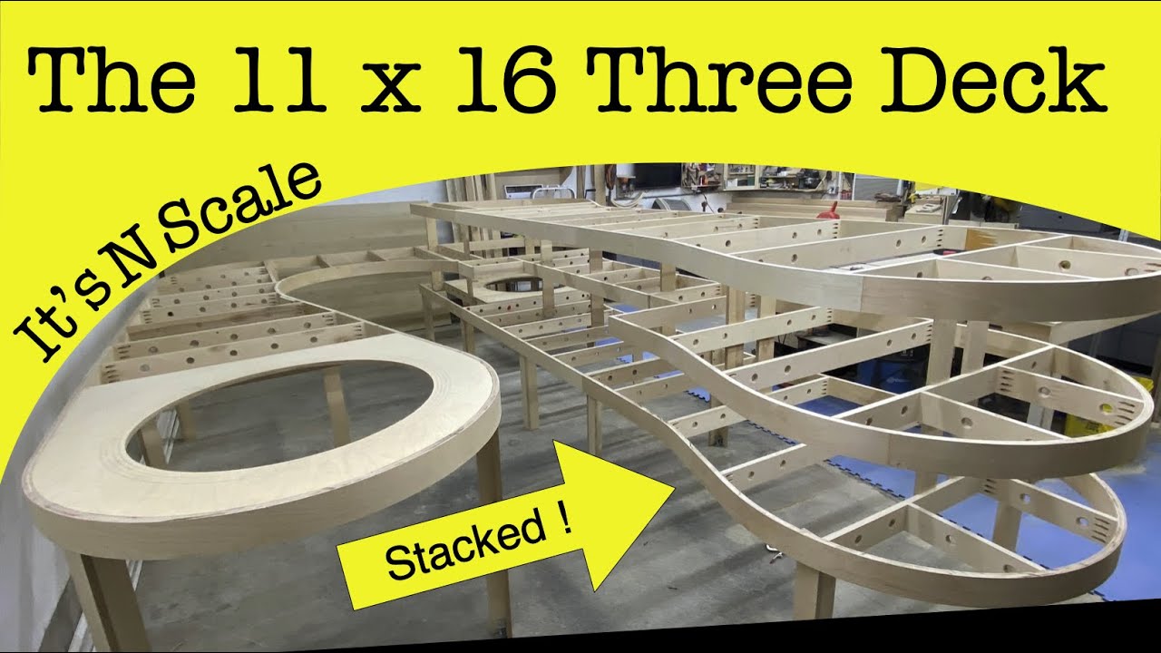 11x 16 multi deck layout N Scale model railroad layout