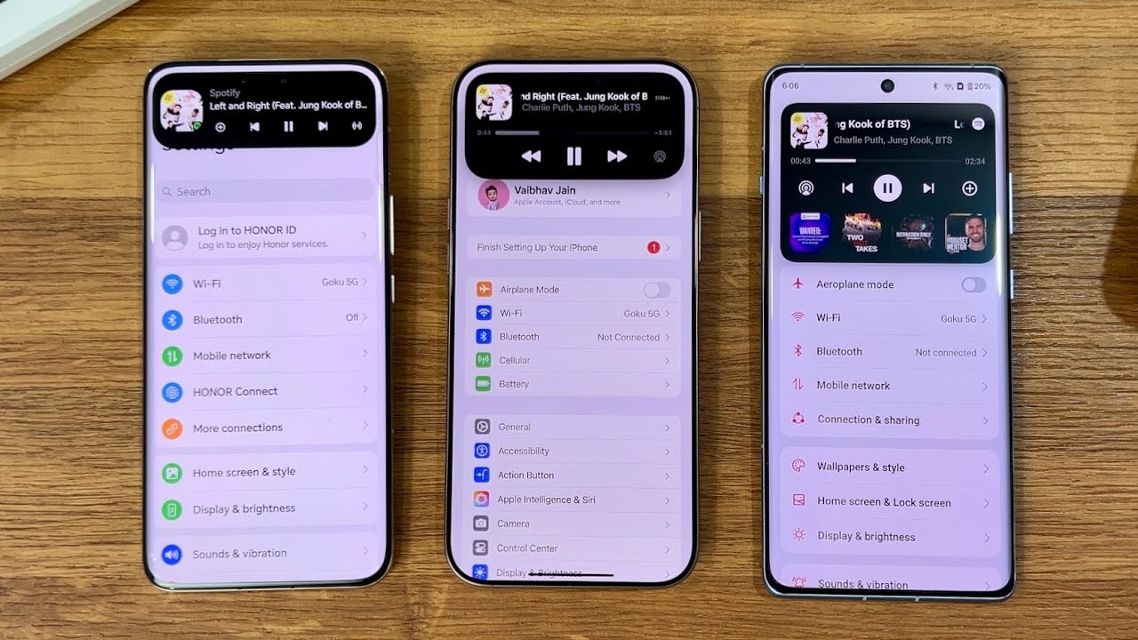 OnePlus OxygenOS 15 vs Apple iOS 18 vs Honor MagicOS 8.0 - Dynamic Island