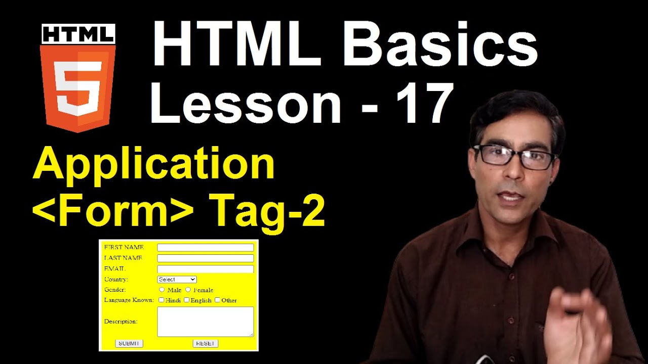 How to create form tag like application form in HTML | HTML basics lesson-17 | HTML tutorial [hindi]