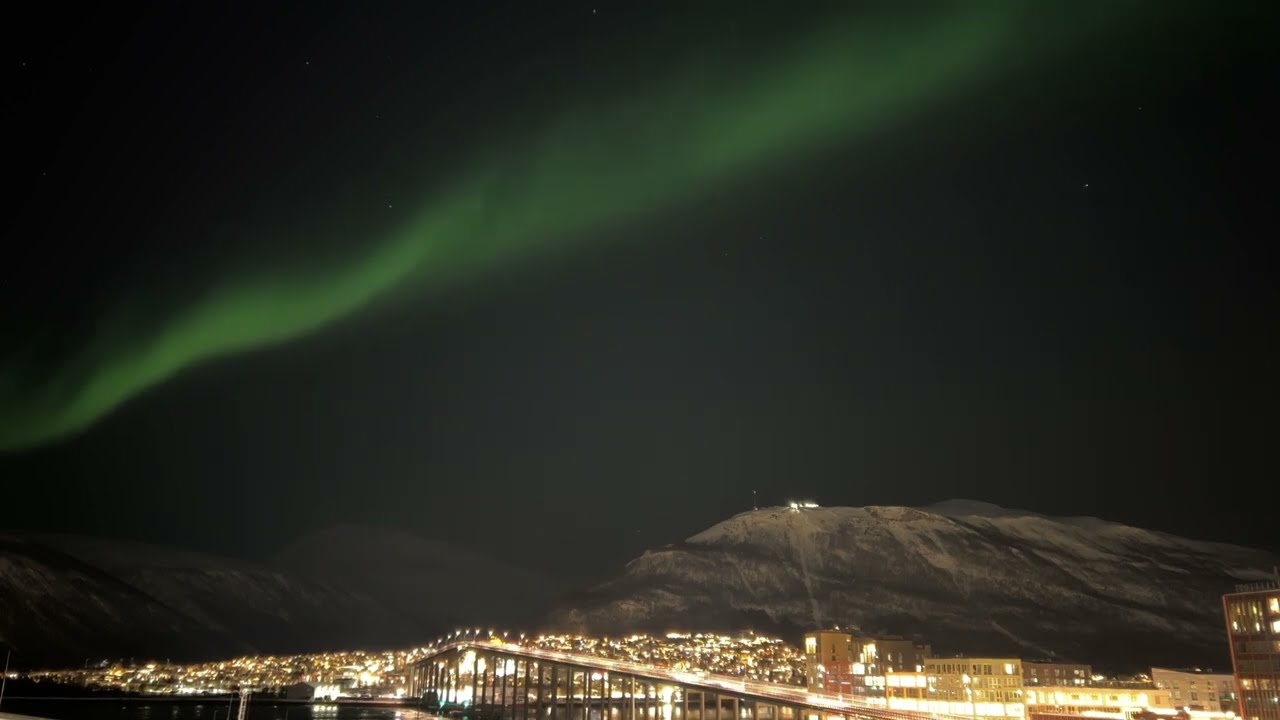 Aurora above the Tromsøbrua and Storsteinen, Tromsø- Norway- 20/02/2026