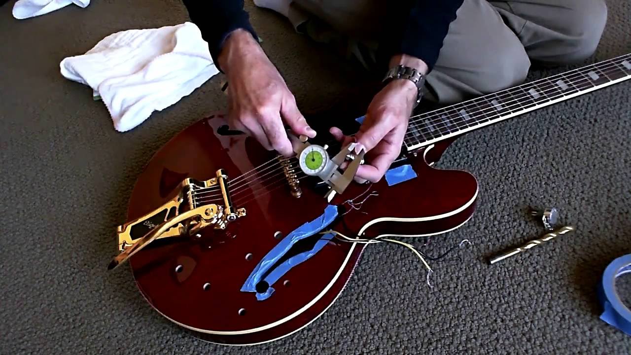 Guitar Potentiometers part 3, Enlarging the Holes in Semi Hollow Body Top