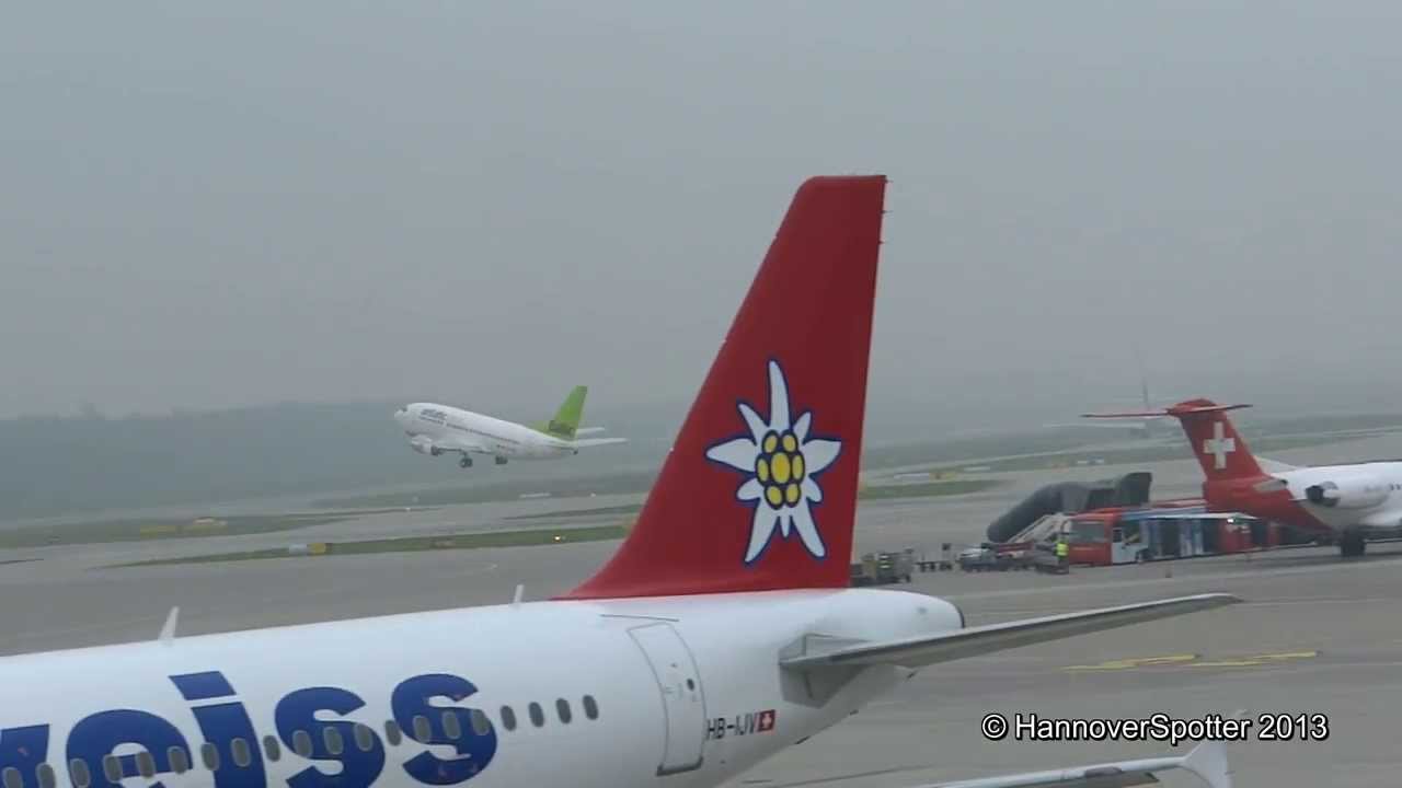 All Red - One green || Air Baltic takeoff trough Swiss Airlines @ Zurich Kloten