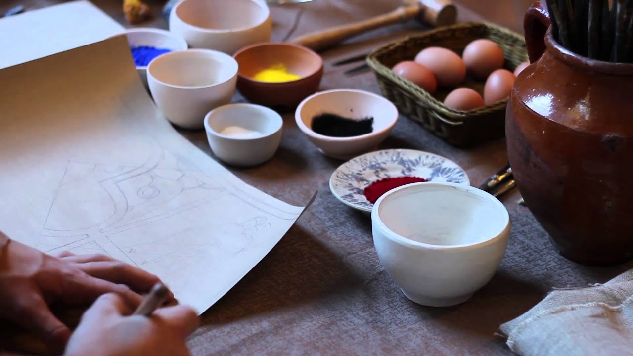 Technique de peinture &agrave; la d&eacute;trempe sur bois