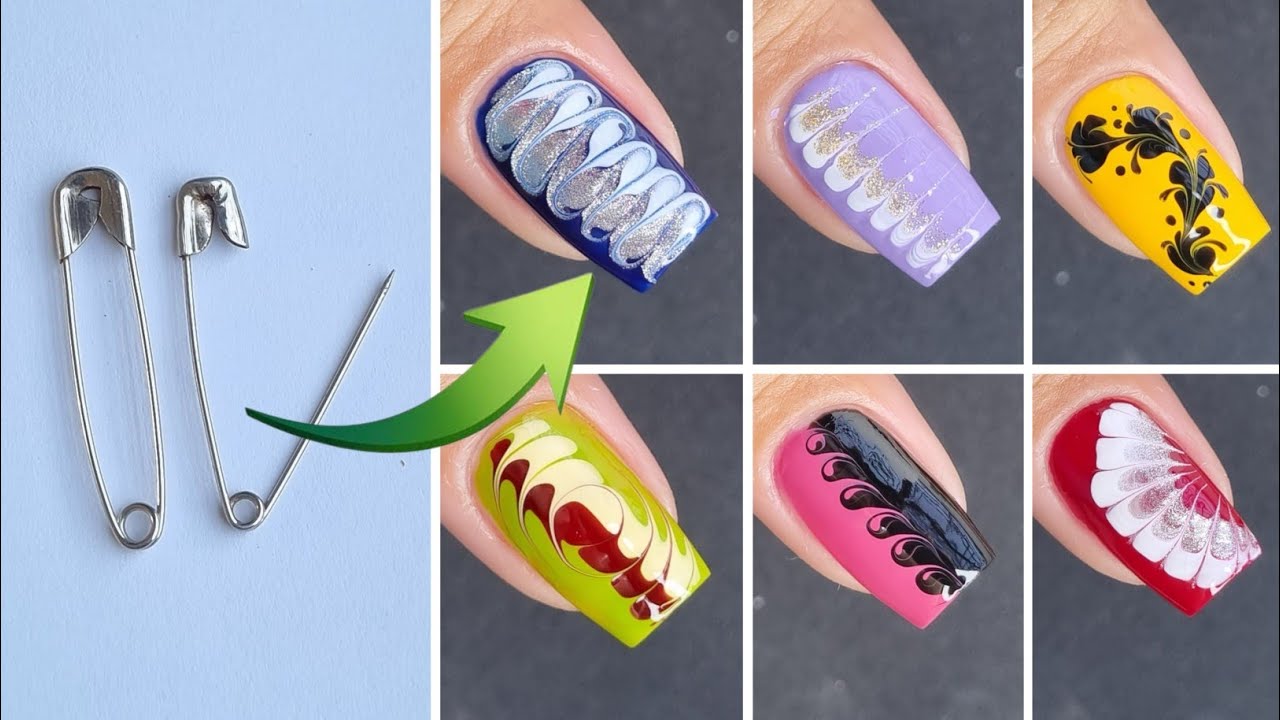 Top 8 Easy Nailart at Home || Nailart using Safety pin 🧷 || No tool nailart || Tejasvini valvi