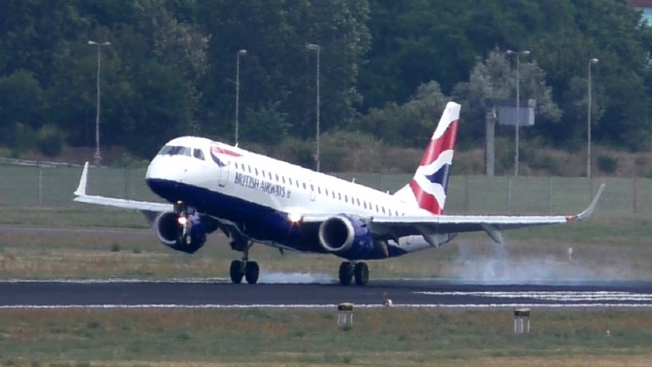 British Airways Embraer ERJ-190SR G-LCYT BA 8491 landing at Berlin Tegel Airport