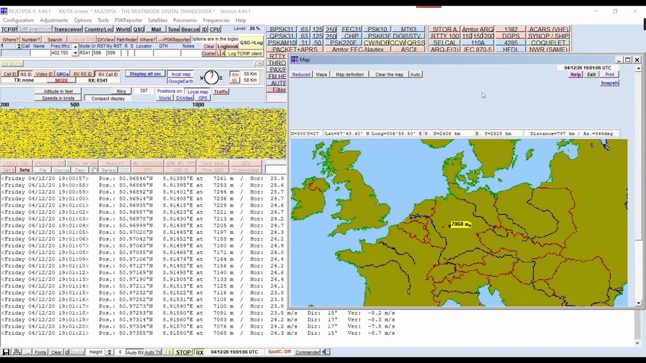 RS41 weather radiosonde decoding with Multipsk on 402.705 MHz FM
