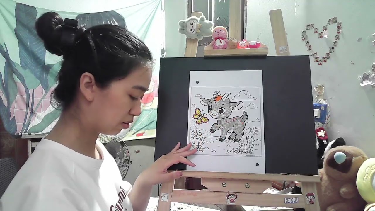 Coloring page of a gray goat