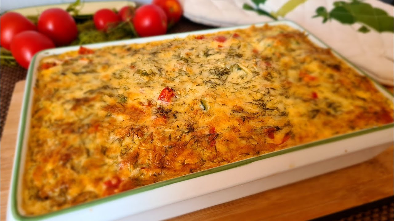 Leichter Fischgenuss aus dem Ofen.Fischauflauf mit Gemüse in cremiger Käse-Sahne-Soße.