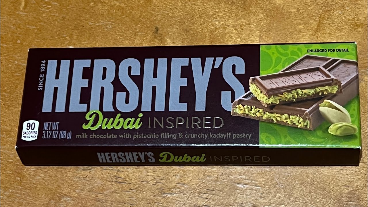 Hershey inspired Dubai chocolate candy bar -full review ￼