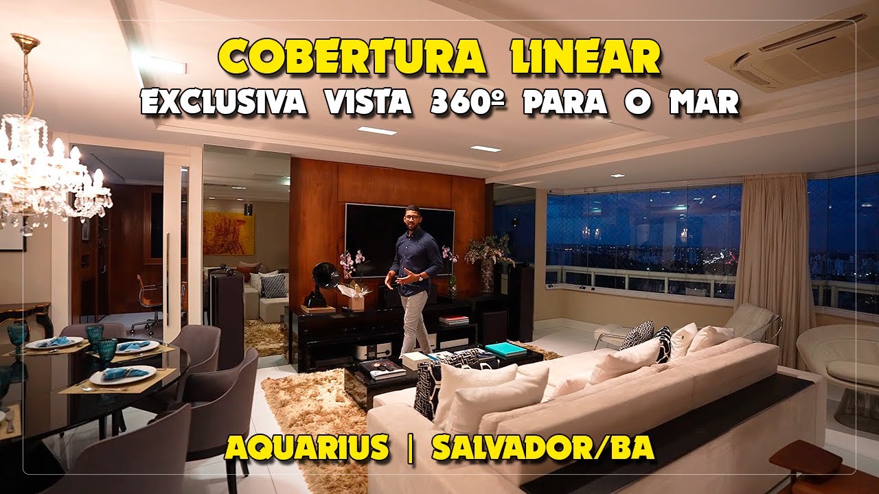 COBERTURA LINEAR DE LUXO EM SALVADOR COM 3 SUÍTES AMPLAS À VENDA | VISTA MAR 360º | AQUARIUS