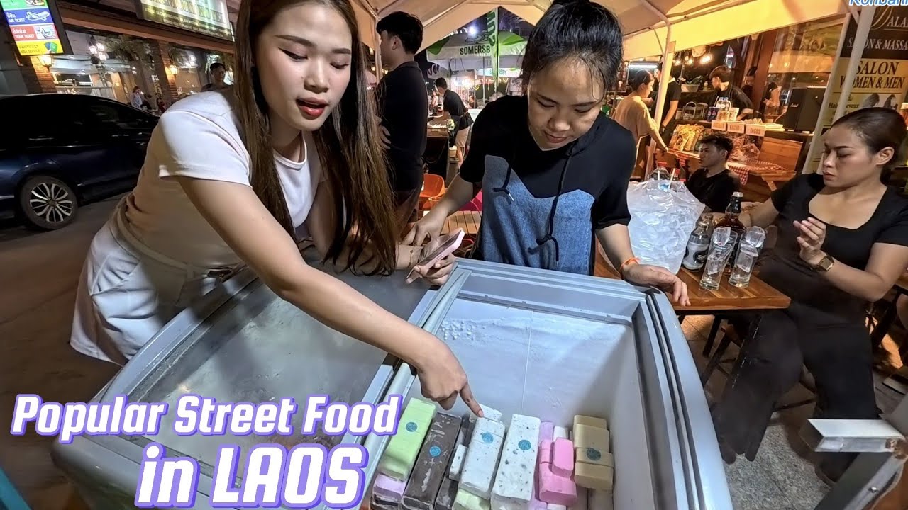 Spend time with new Lao YouTuber at the popular street food in Vientiane, Laos 