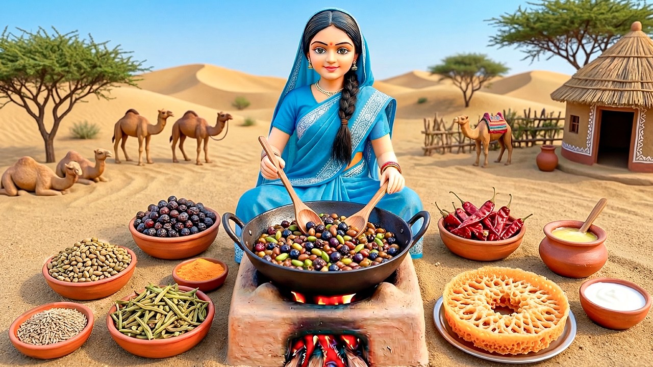 🍛🍯 Miniature Doll Cooks Ker Sangri & Ghewar | Relaxing Indian Tiny Kitchen ASMR