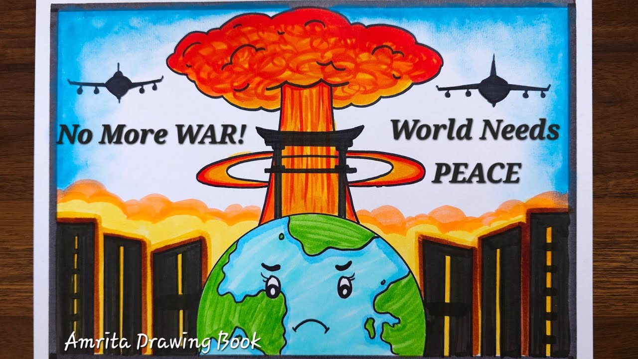 Hiroshima Nagasaki Day Drawing Easy | Hiroshima Nagasaki Poster Drawing | Anti Nuclear Day Drawing 