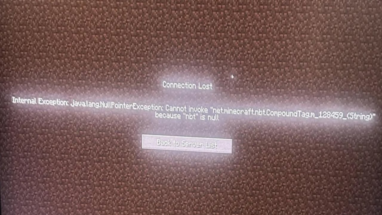 [Error Fixed] Java Lang Net Minecraft NBT Compound Tag | 128459 String Null Error Message