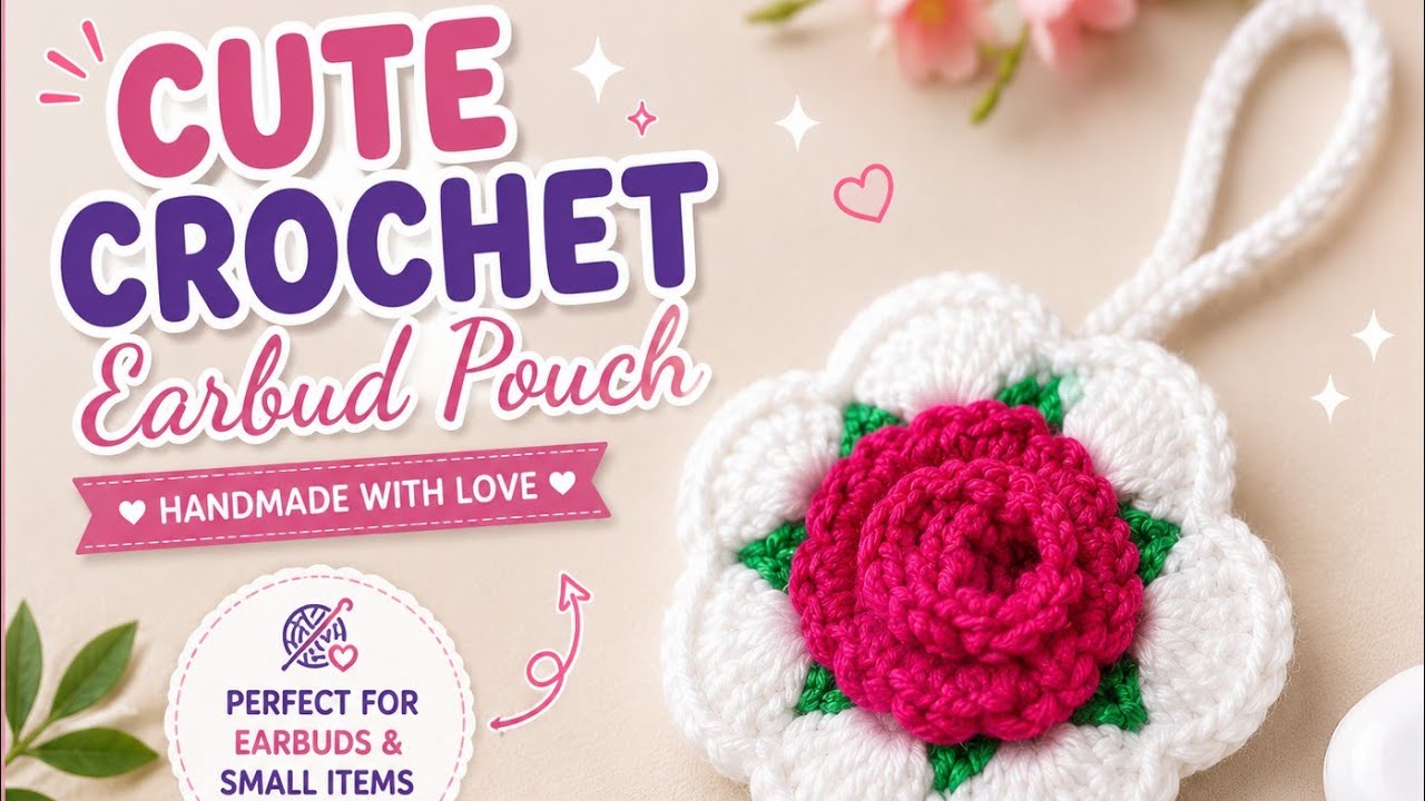 How to crochet rose flower pouch and bagcharm ❤️❤️ Easy tutorial video step by step 
