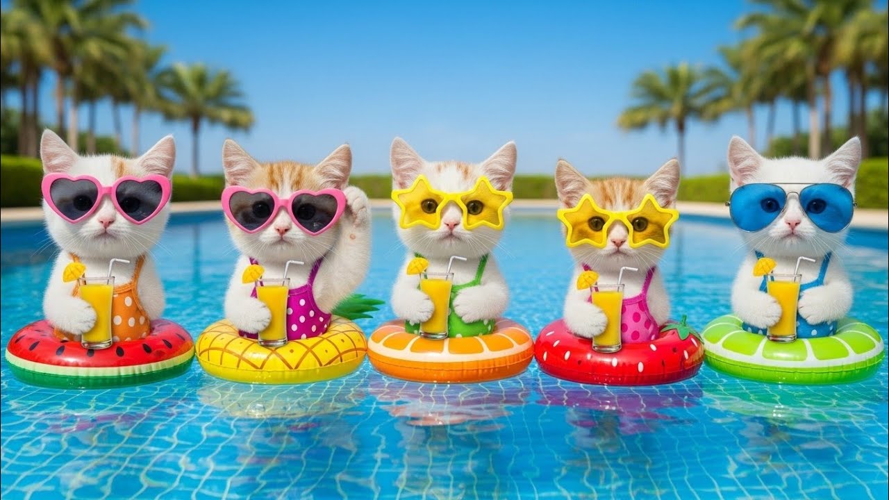 Baby Kittens Splashing in the Pool | Cutest Swimming Adventure Ever 🐱💦🌊