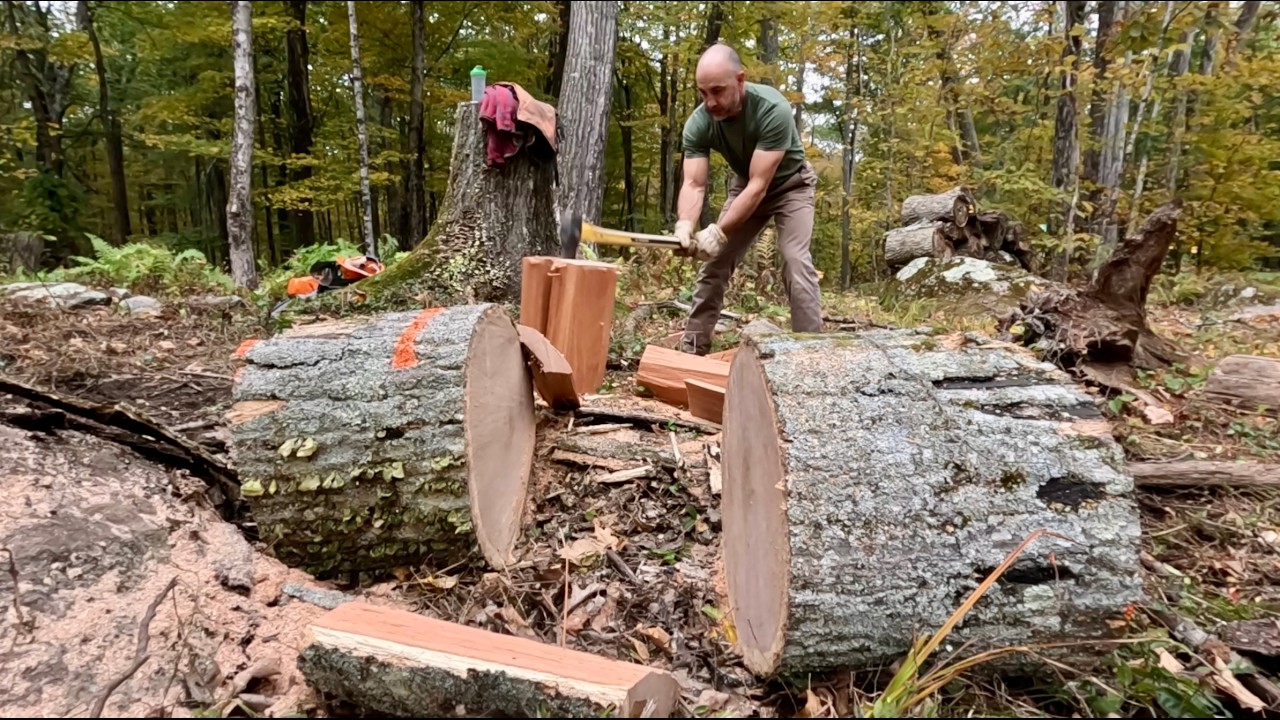 Splitting firewood the Old Fashioned Way!