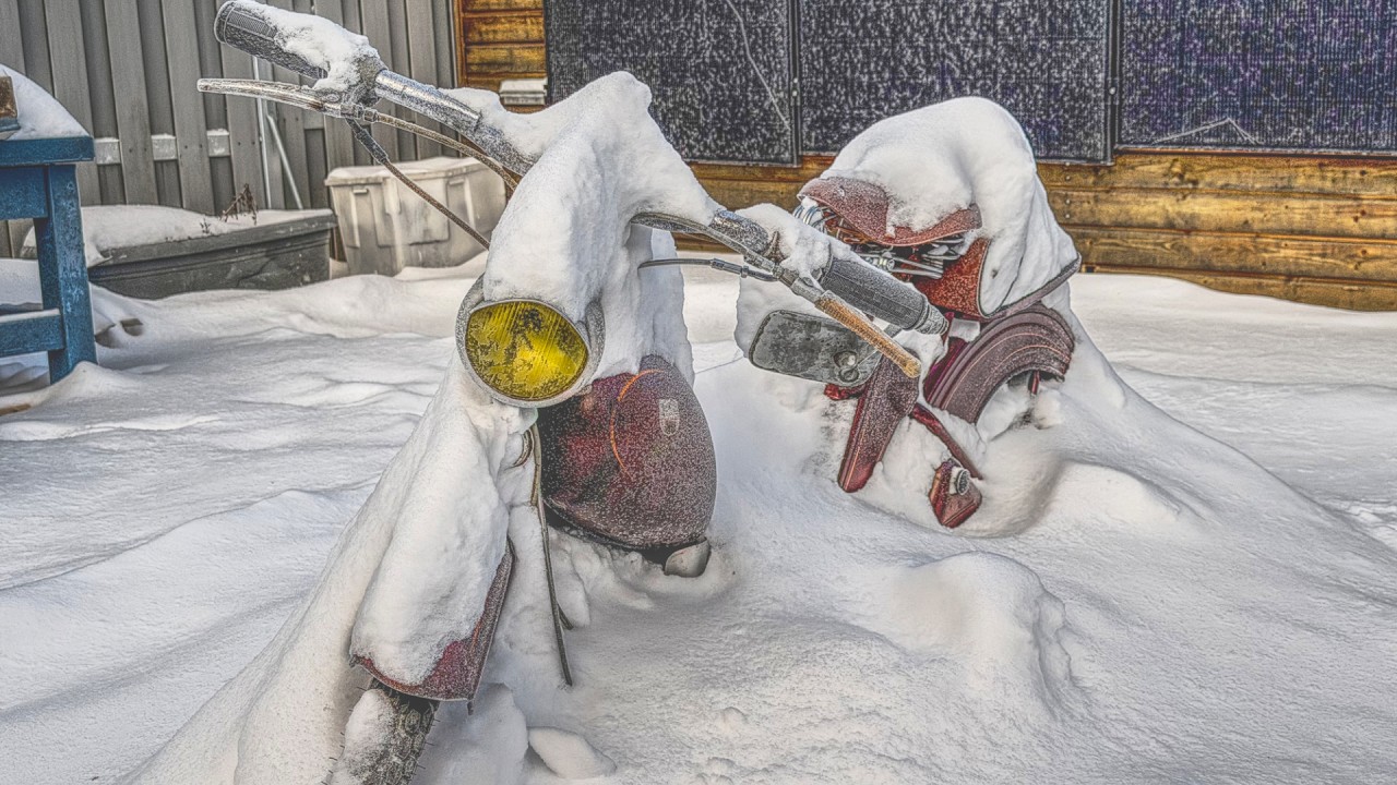 Simson SR2 Kaltstart nach Schneesturm und Minus 10 Grad