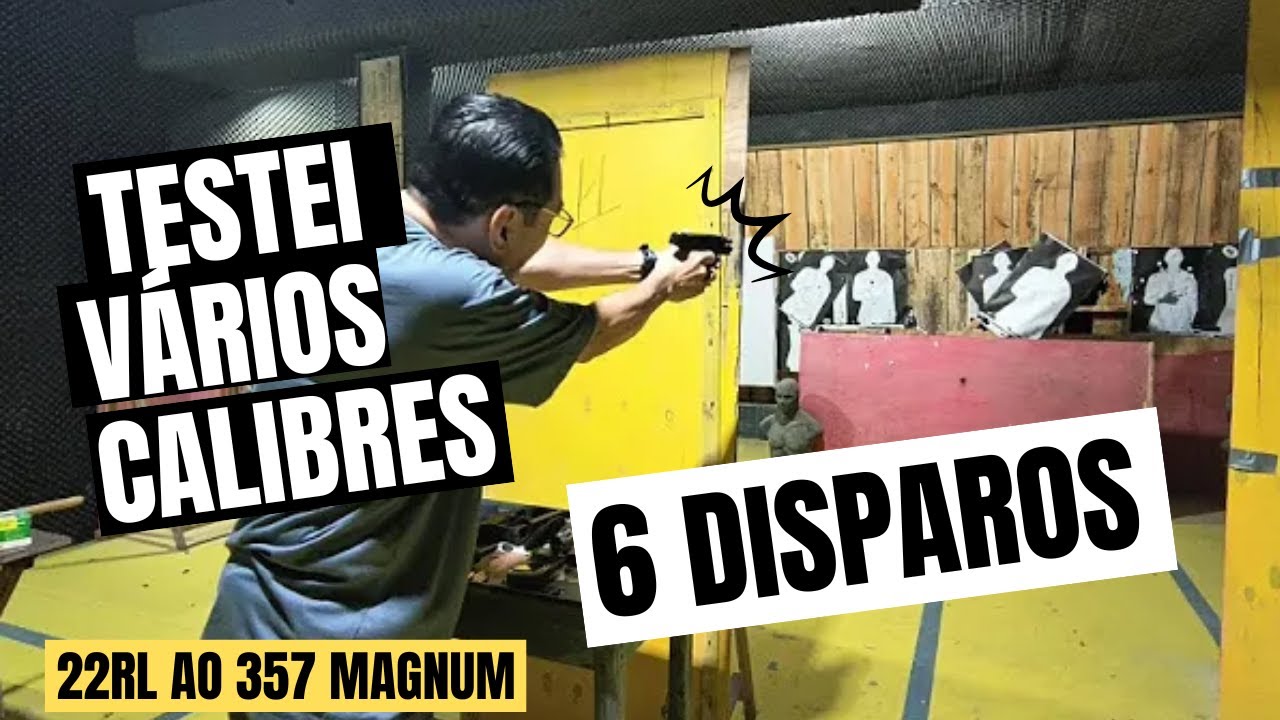 TESTEI VÁRIOS CALIBRES COM 6 DISPAROS DESDE O 22LR AO 357 MAGNUM (EM UMA TOMADA)