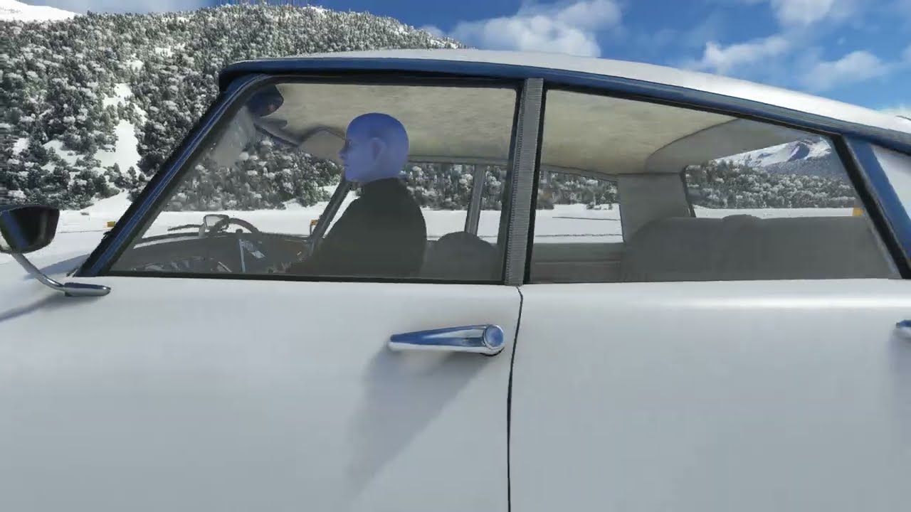 Fantomas in his Citroen DS training at Samedan airport for the Davos World Economic Forum. MSFS