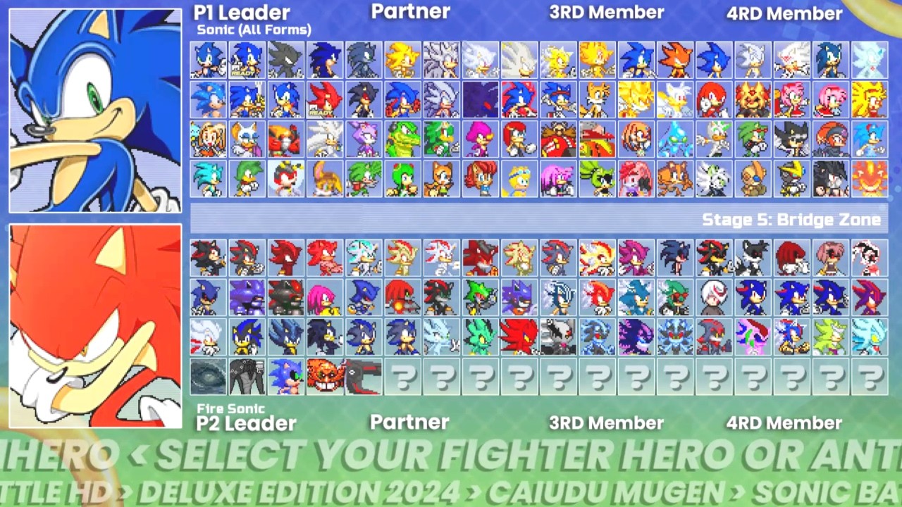 Sonic all forms VS Fire Sonic i Sonic Battle HD Deluxe Edition