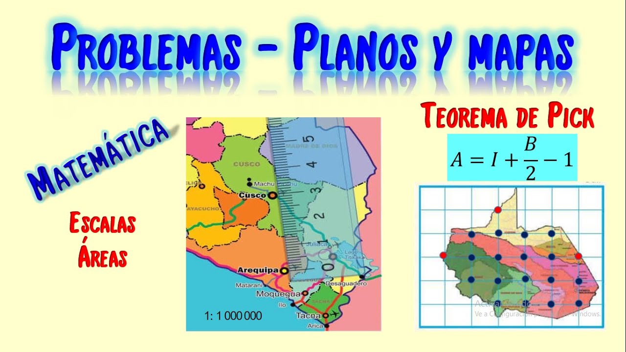 Problemas de mapas y planos a escala - Teorema de pick ejercicios resueltos - Matematica