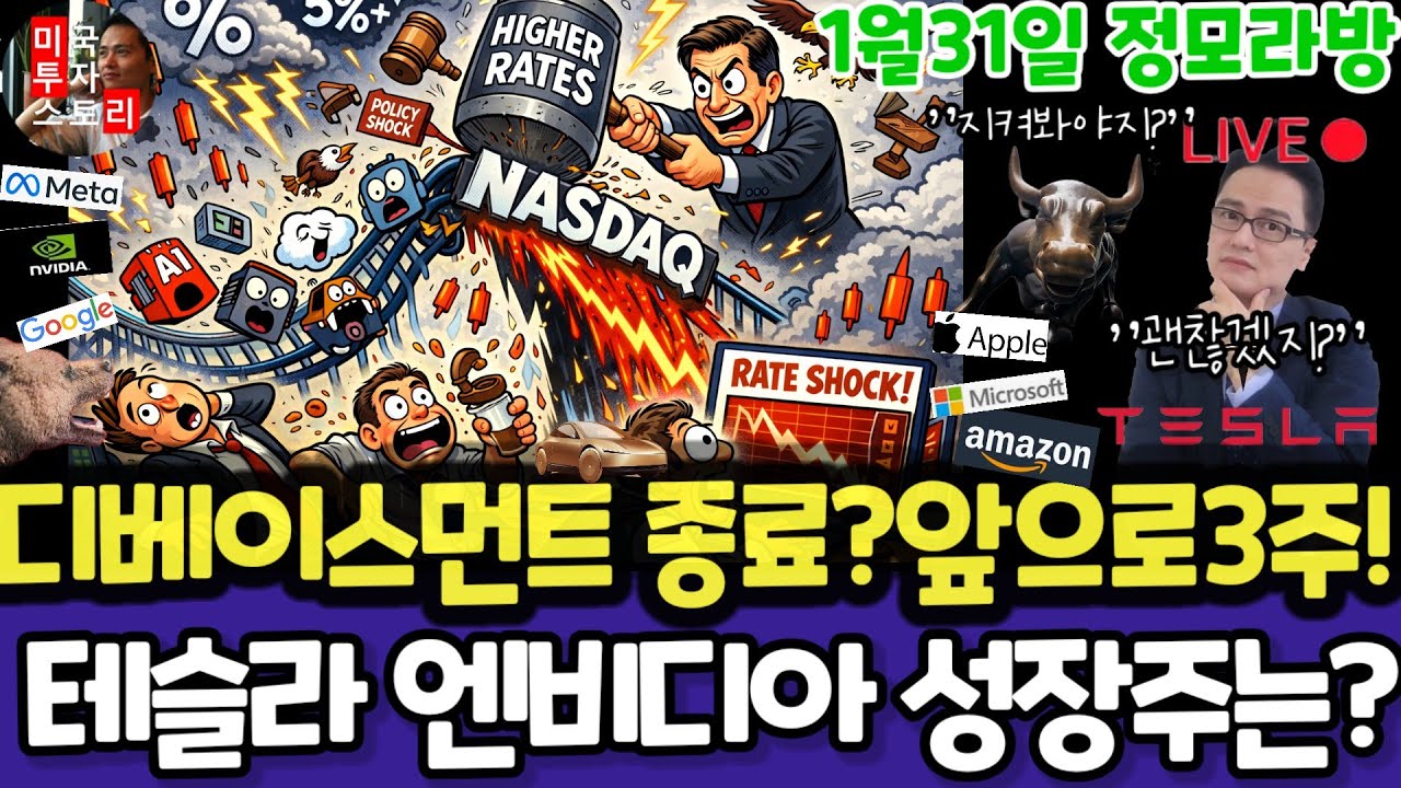 미국주식/금은 폭락! 케빈 워시 트레이드? 앞으로3주 전략! 테슬라 엔비디아 구글 애플 아마존 메타 마이크로소프트 팔란티어 아이온큐 리게티 QBTS 삼성전자MU 브로드컴 코어위브