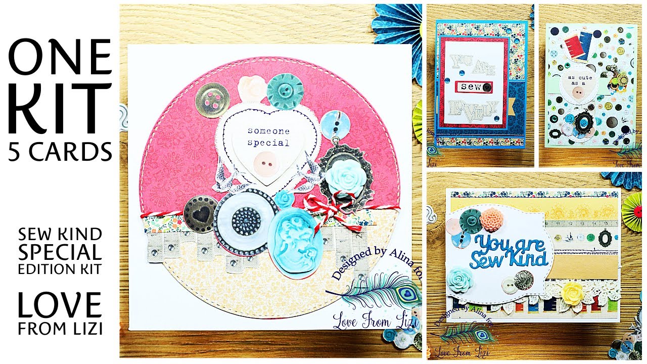 5 Cards - 1 Special Edition Card Kit | Love From Lizi | Sew Kind Kit