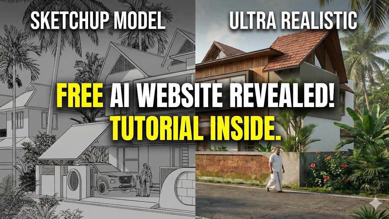 Ultra realistic render website reveal 🤯 sketchup image to free ai render ||#trending #architecture
