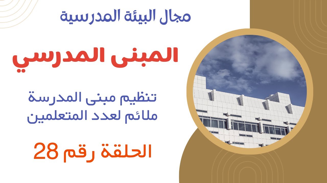الحلقة 28 معيار ( المبنى المدرسي ) مؤشر تنظيم مبنى المدرسة ملائم لعدد المتعلمين والمرحلة العمرية.