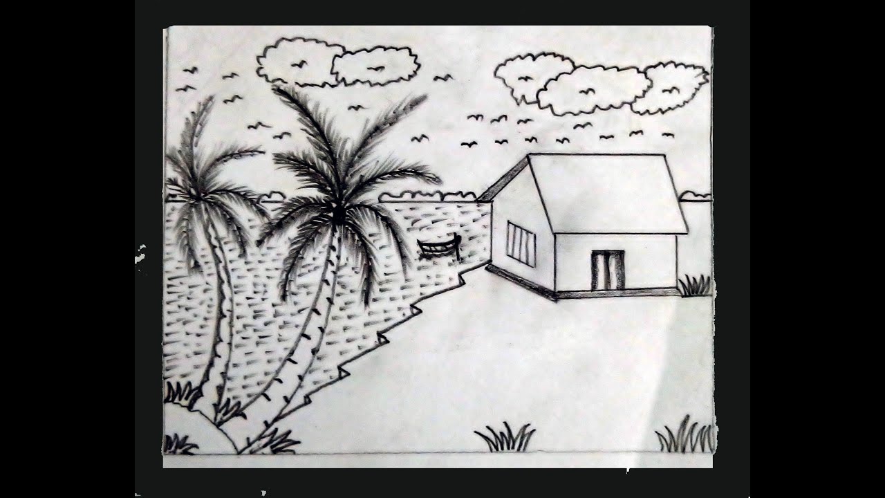 How to draw beautiful village. 🥰ছোটদের জন্য খুব সুন্দর গ্রামের দৃশ্য আঁকানো হল।🙂 #art #drawing