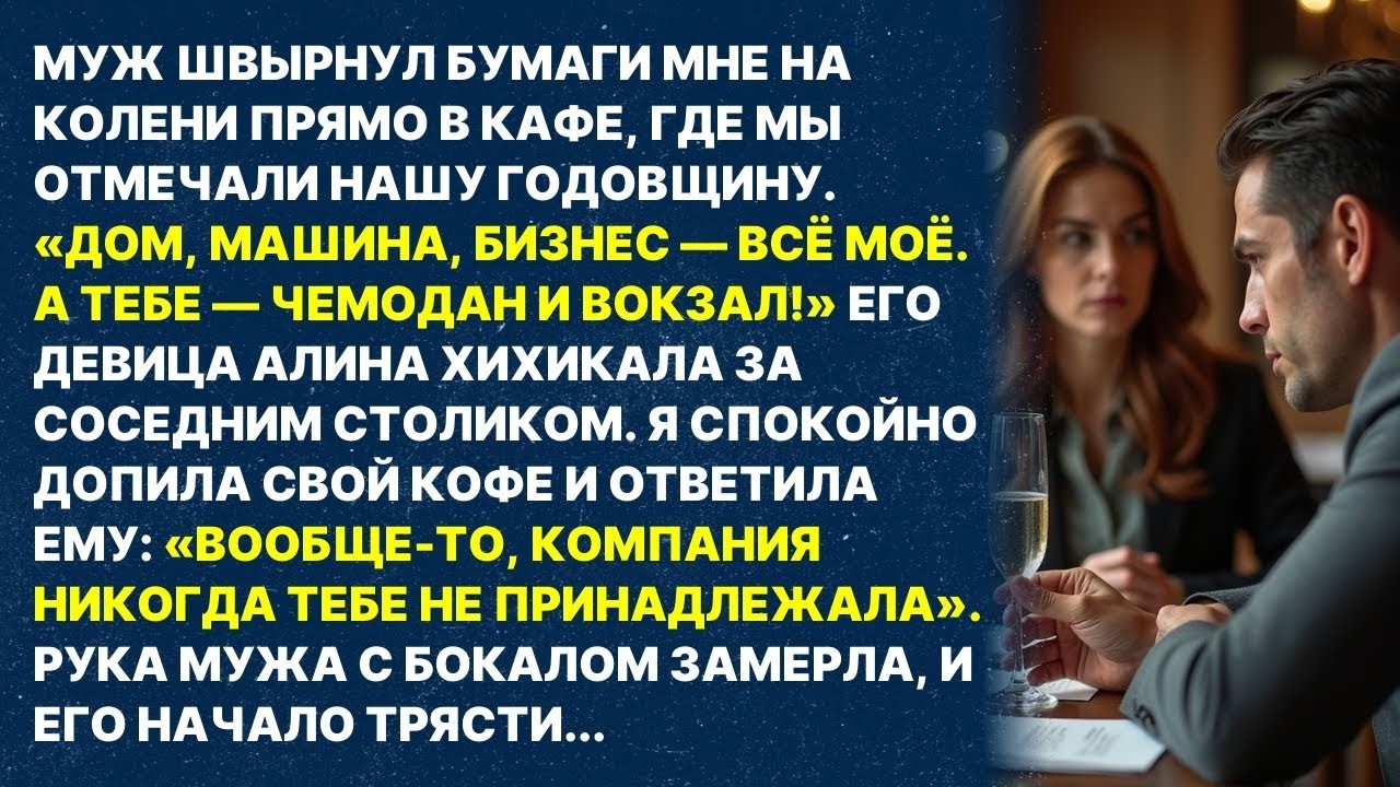 Муж швырнул мне документы на развод прямо в кафе: «Тебе — чемодан и вокзал!» Но его руки затряслись
