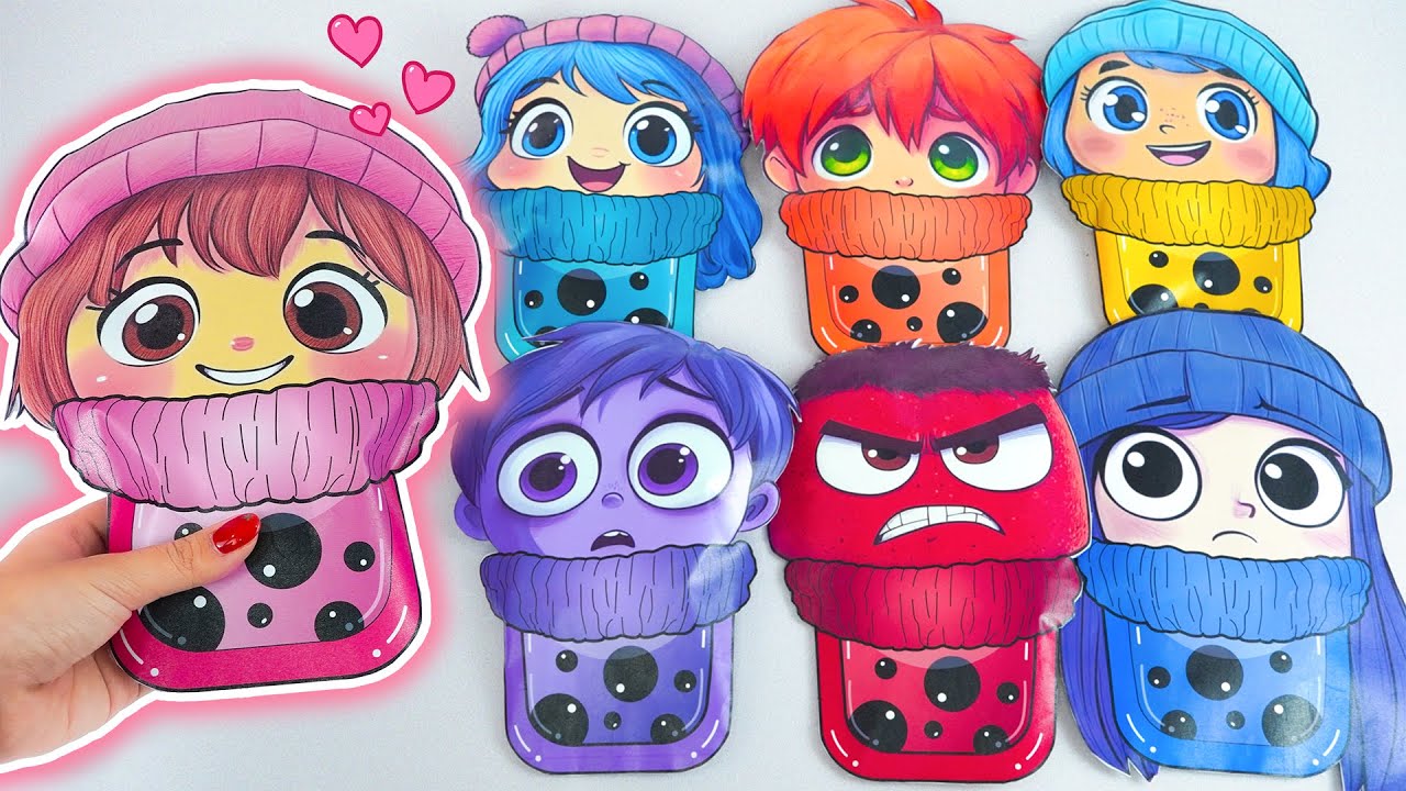 🌈Paper DIY🌈 Unboxing Rainbow INSIDE OUT 2 Milk Tea Blind Bags | Satisfying Paper Video ASMR