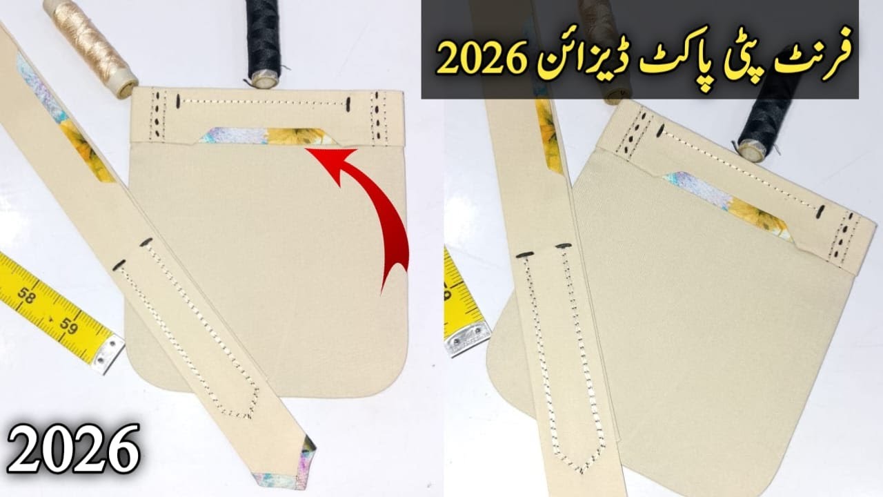 فرنٹ پٹی اور پاکٹ پر ڈیزائن بنانے کا اسان طریقہ/// Easy Front placket/ pocket design Tutorial 2026