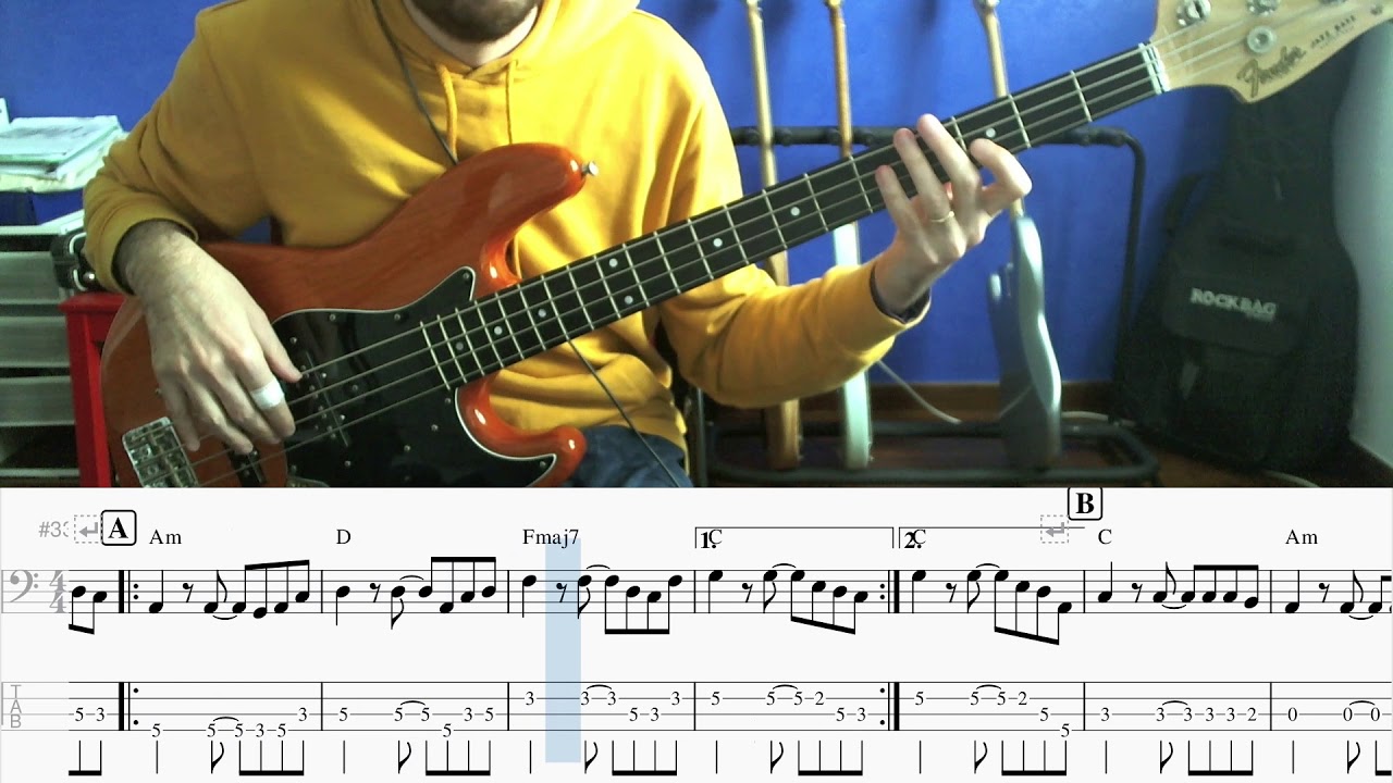 (TRSCR #14) One U2 (Bass Cover / Walkthrough Notation Tab)