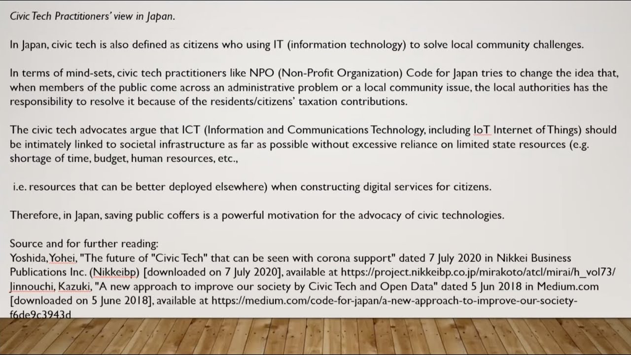Lim Tai Wei | Civic Tech in Japan and Community Use (A Snapshot)