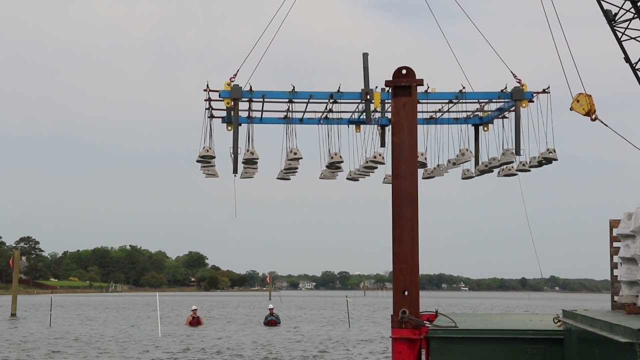Norfolk District Army Core of Engineers restore reefs with specialized rig