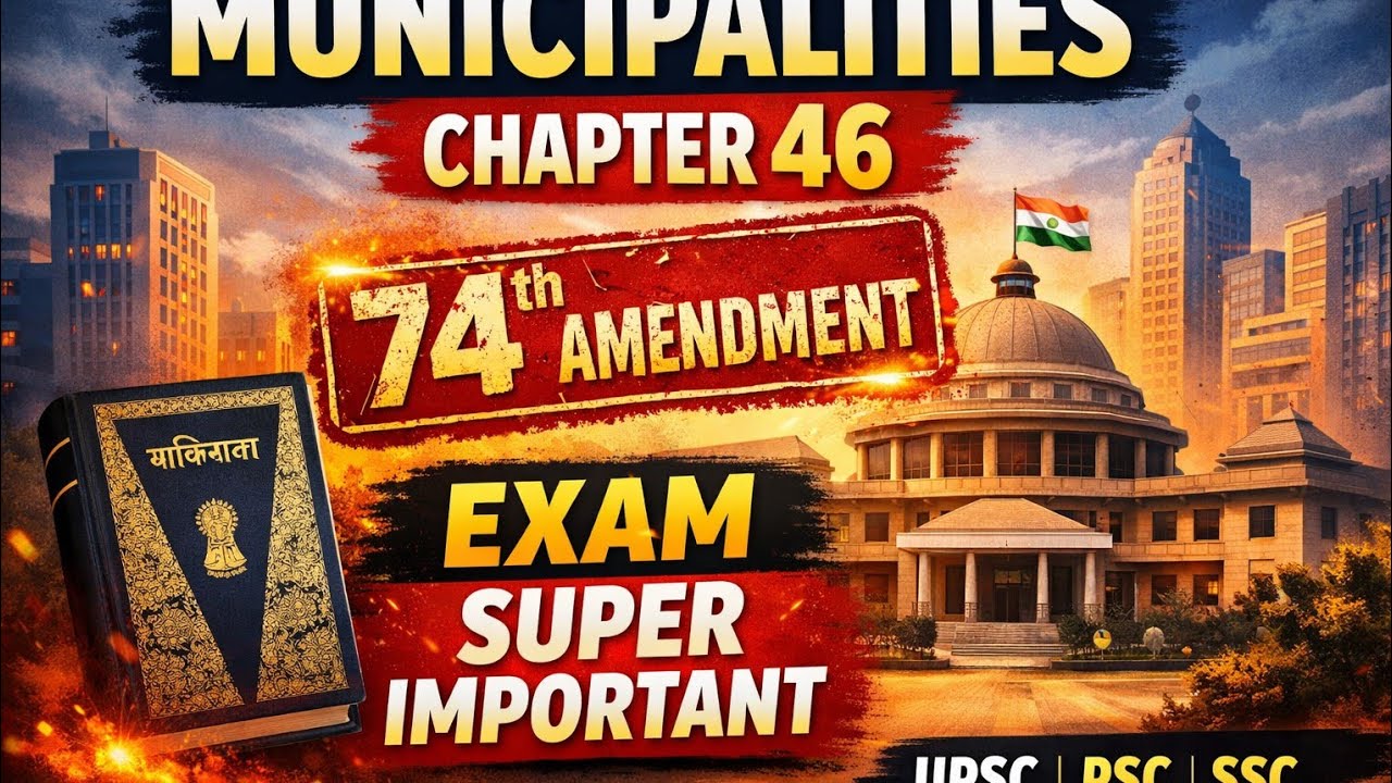 Municipalities  | 74th Constitutional Amendment act |Article 243P–ZG |UPSC,PSC,PCS & SSC|LECTURE 46