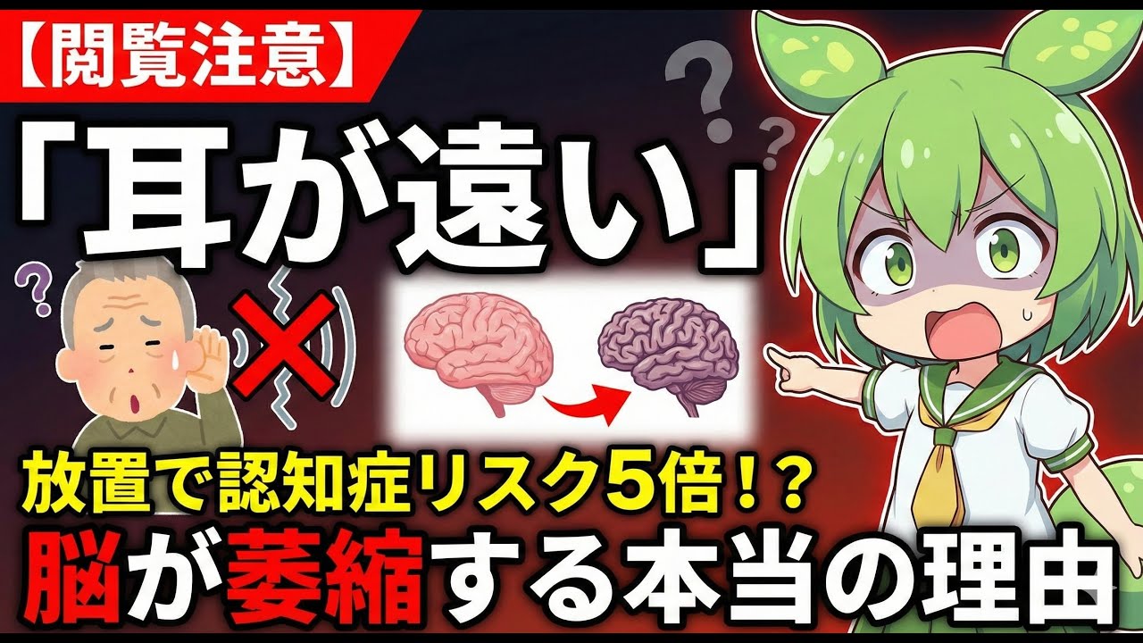 【閲覧注意】「耳が遠い」放置で認知症リスク5倍！？脳が萎縮する本当の理由【ずんだもん解説】