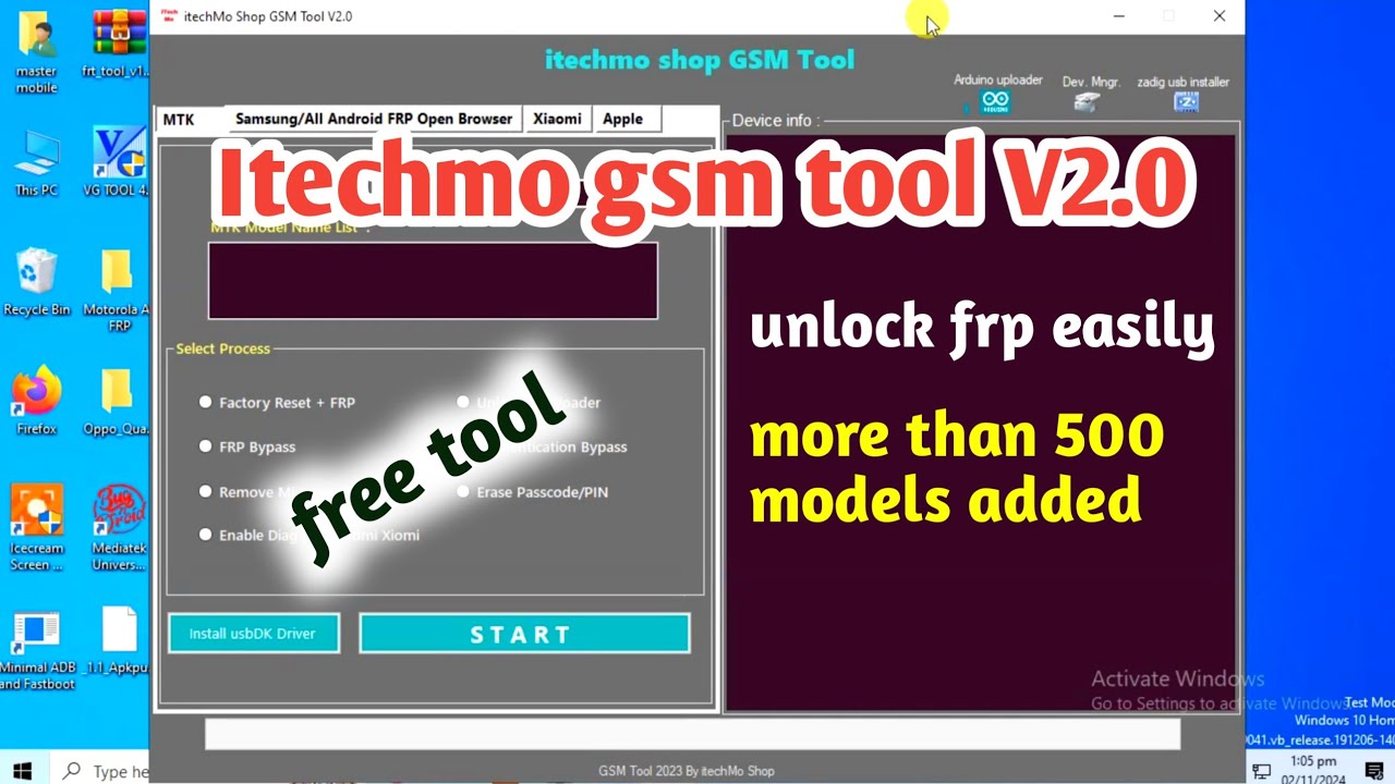 Itechmo shop gsm tool v2.0 | oppo, vivo, realme, xiaomi, samsung frp bypass tool