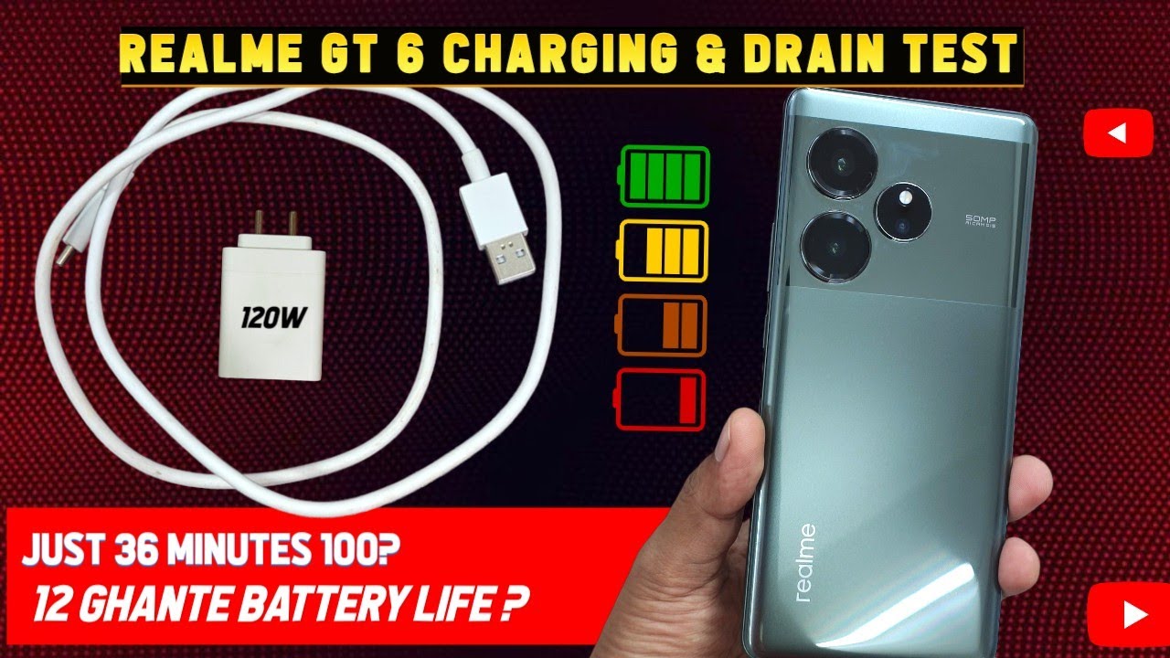 Realme GT6 120w SUPERVOOC Charging Test, How long does it take to fully charge? REALME GT 6 charger