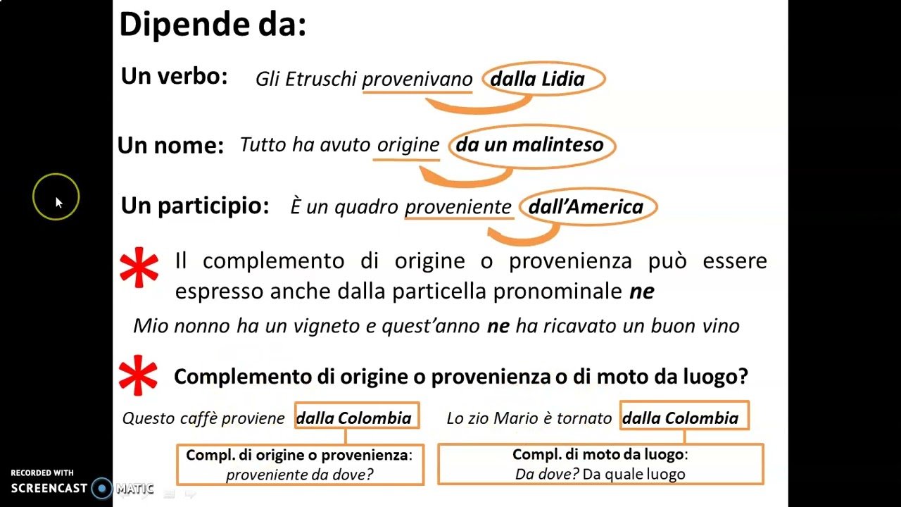 Complementi di origine, allontanamento e tempo