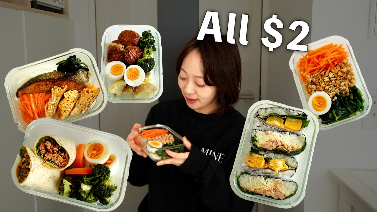 5 High Protein Japanese Bento Boxes Under $2 Healthy and Budget Friendly🤍✨